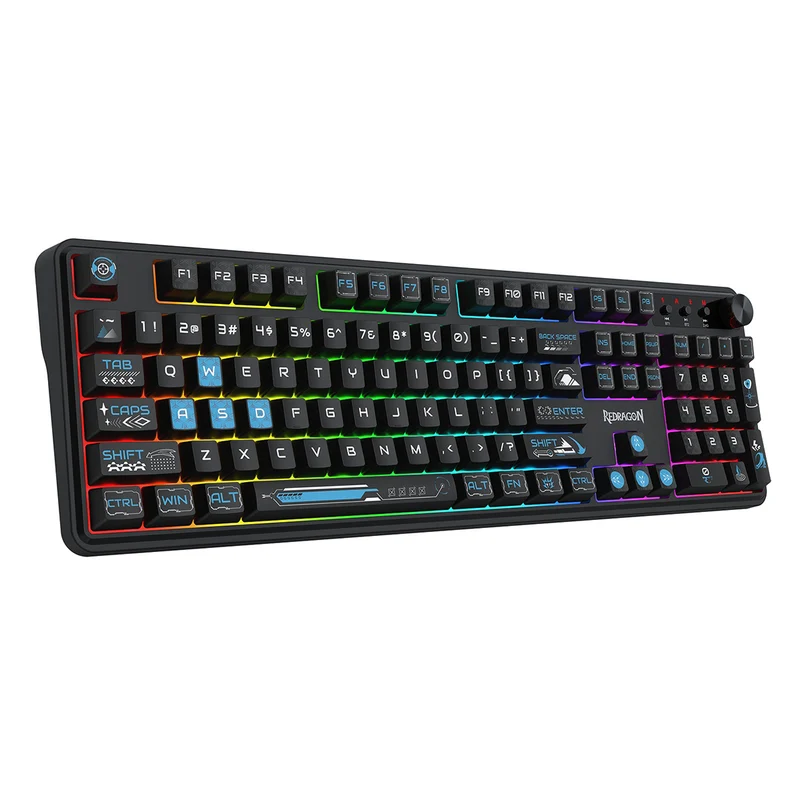 Redragon RM104 Pro Volcano Tri-Mode 104-key Wireless RGB Membrane Mechanical Gaming Keyboard (Black/Blue) (K526BB-WL)