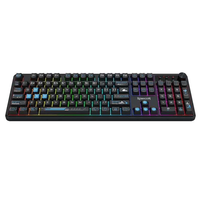 Redragon RM104 Pro Volcano Tri-Mode 104-key Wireless RGB Membrane Mechanical Gaming Keyboard (Black/Blue) (K526BB-WL)