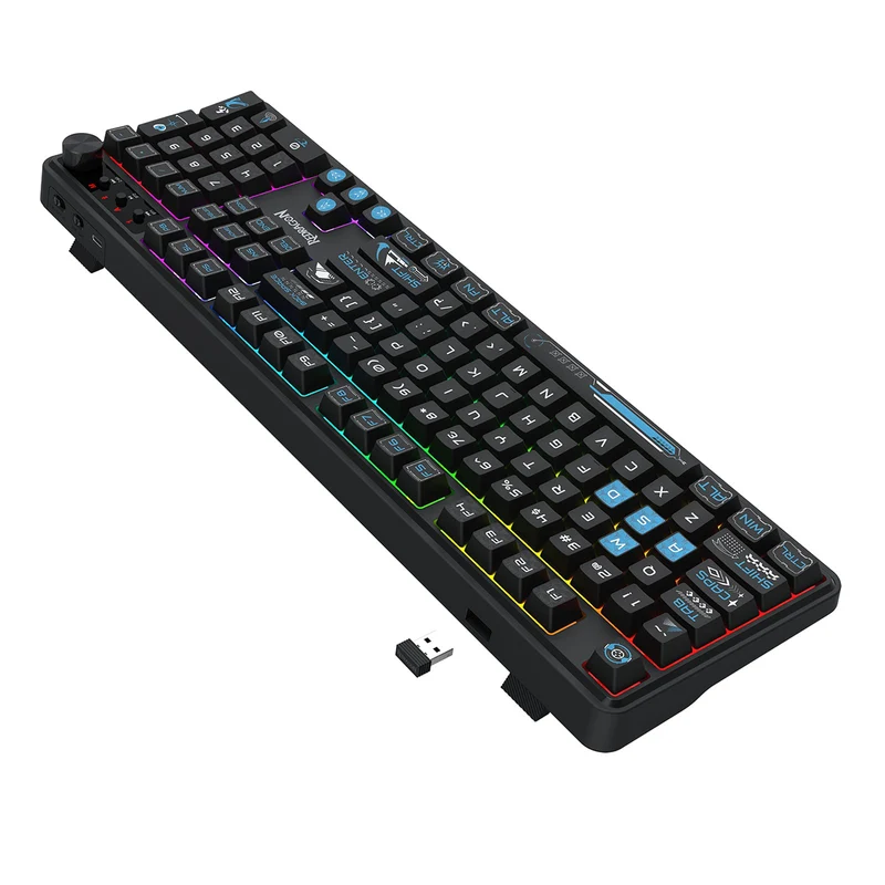 Redragon RM104 Pro Volcano Tri-Mode 104-key Wireless RGB Membrane Mechanical Gaming Keyboard (Black/Blue) (K526BB-WL)