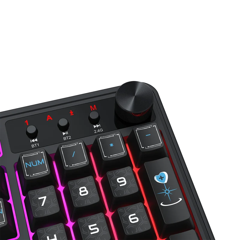 Redragon RM104 Pro Volcano Tri-Mode 104-key Wireless RGB Membrane Mechanical Gaming Keyboard (Black/Blue) (K526BB-WL)