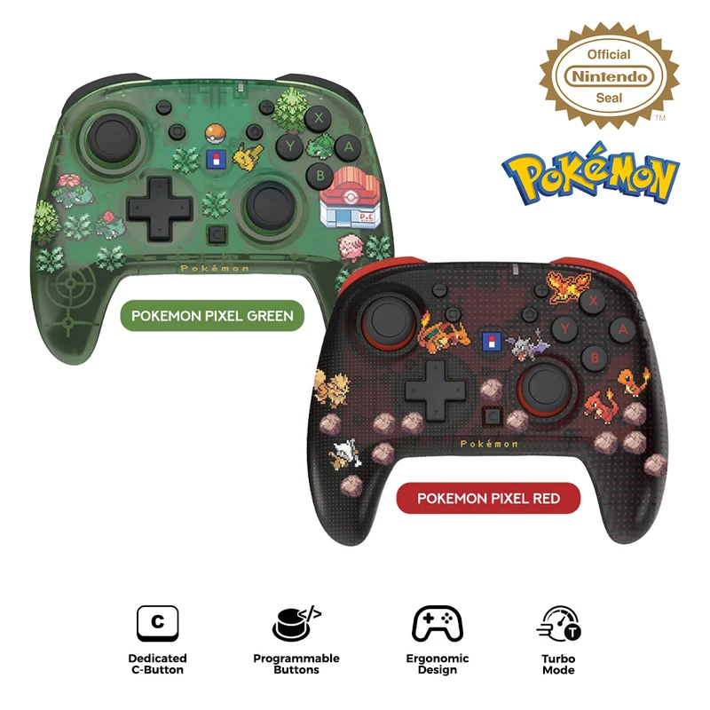 Hori Wired Horipad Turbo for Nintendo Switch 2 (Pokemon Pixel Green, Pokemon Pixel Red) (NSX-229A, NSX-228A)