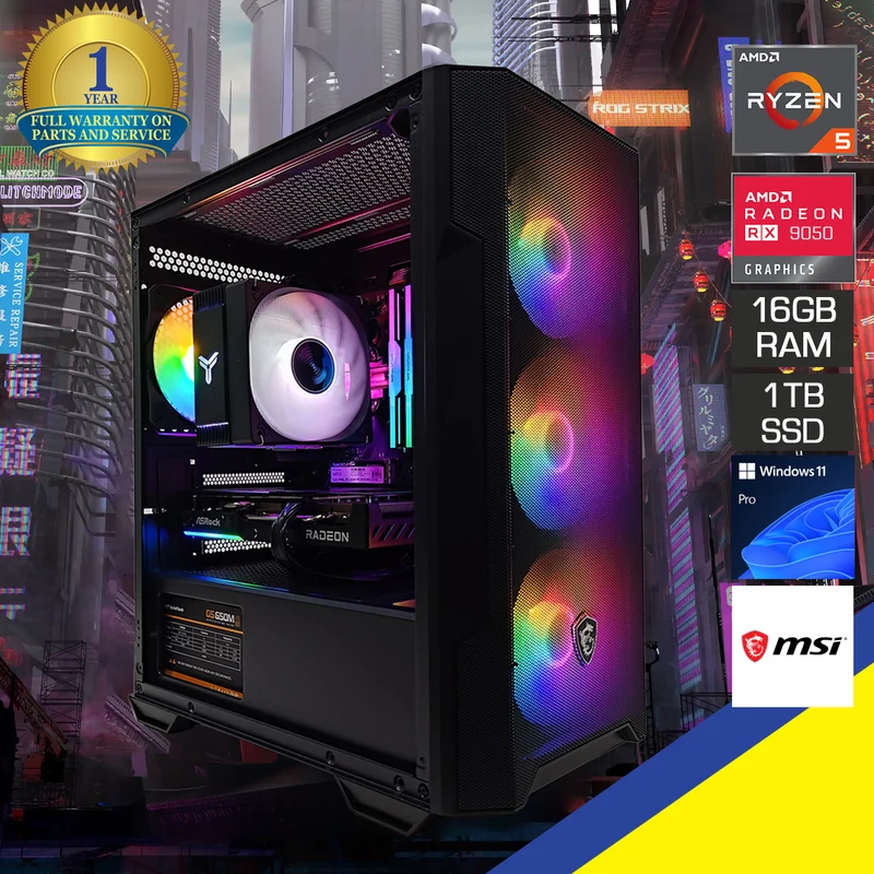 Sigma MAG Forge Black Desktop Gaming PC | AMD Ryzen 5 5600 | 16GB (2x8GB) RAM | 1TB SSD | RX 9050 | Windows 11 Pro