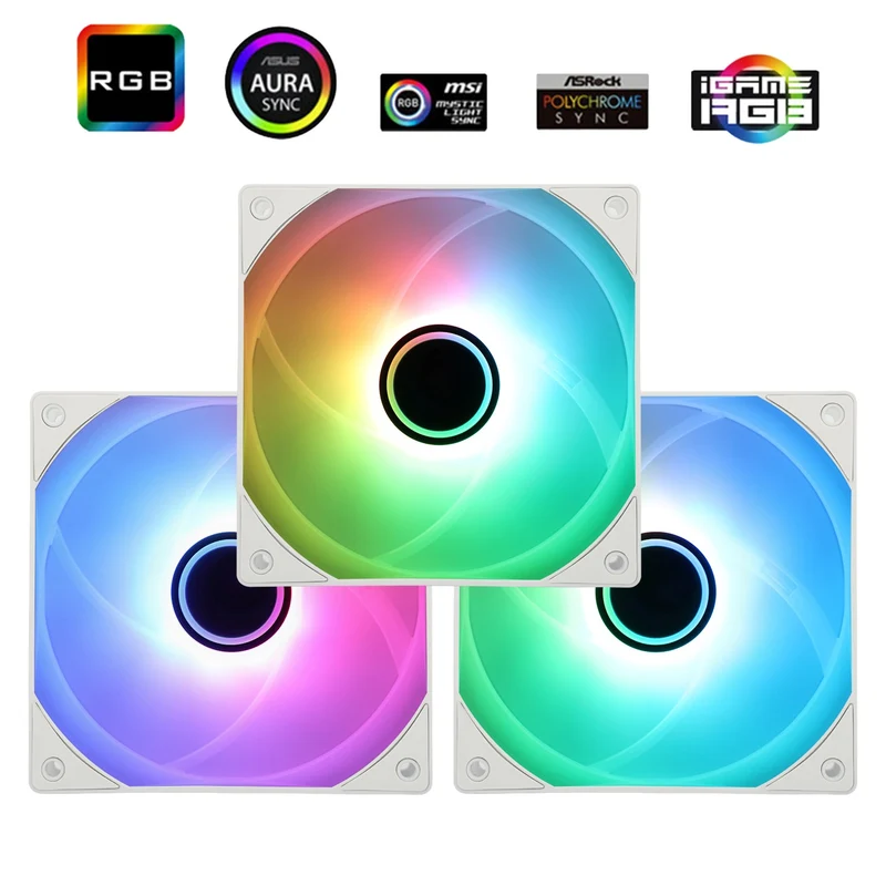 Thermalright TL-C12W-S V3 120MM PWM ARGB CPU Cooling Fan (White) (3-Pack)