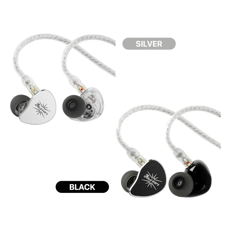 Kiwi Ears Belle 10mm DLC Dynamic Driver, HiFi Wired Earbuds with Dual Silver-Plated Cables in-Ear Monitor (3.5mm) (Silver, Black)