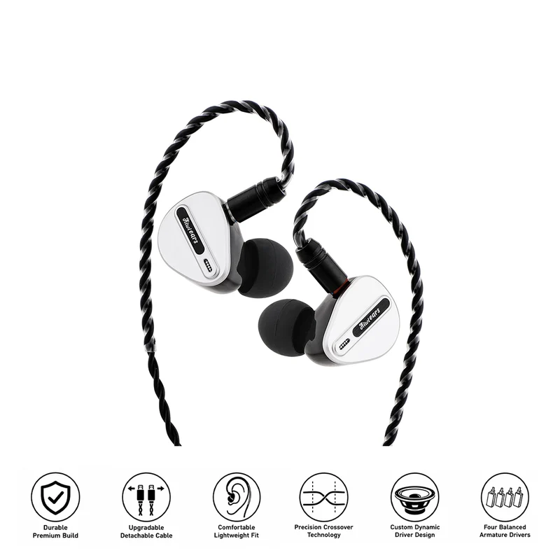 Kiwi Ears Airoso 1DD + 4BA Hybrid Driver In-Ear Monitor HiFi Gaming Earbuds with Detachable 2Pin Cables