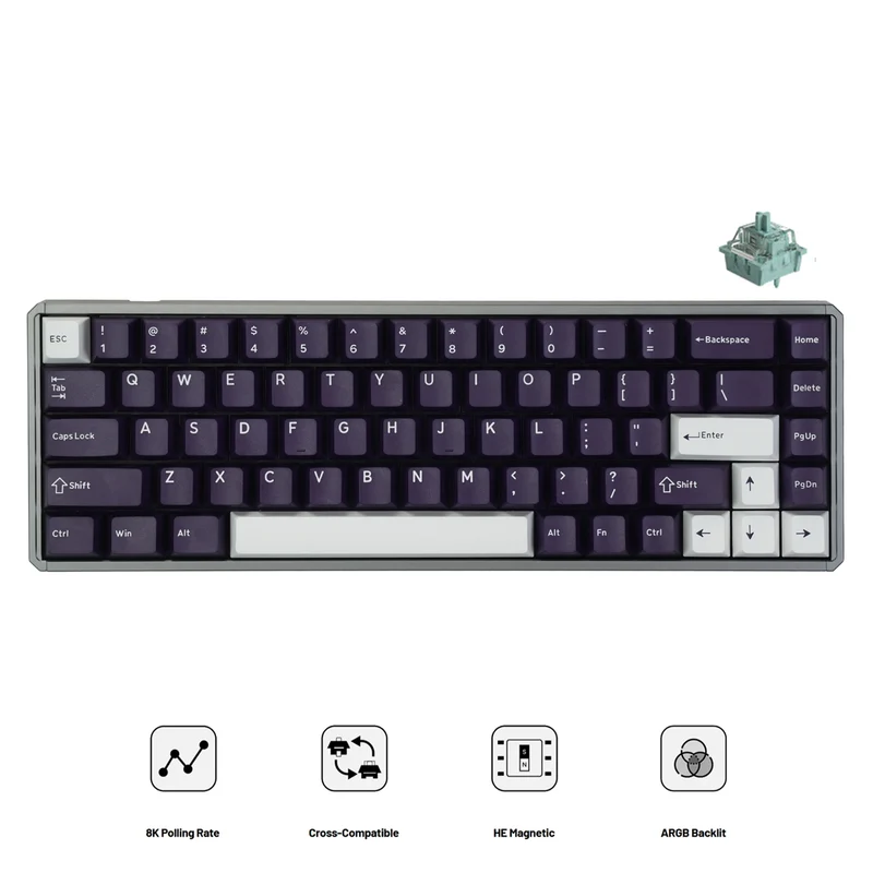 Akko MOD68 HE Aluminum Case Wired ARGB Magnetic Keyboard (Grey-Cosmos) (Akko AstroAim Magnetic Switch) (02N-02I-05E-02G-02L-02K)