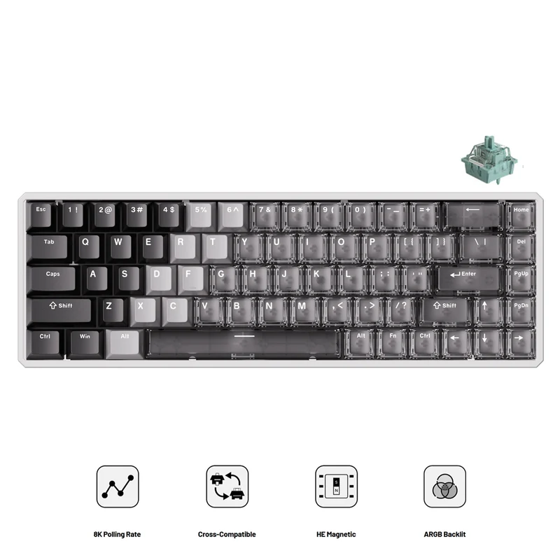 Akko MOD68 HE Aluminum Case Wireless ARGB Magnetic Keyboard (Gradient Hybrid White Transparent) (Akko AstroAim Magnetic Switch) (02O-02H-03B-02G-02M-02J)
