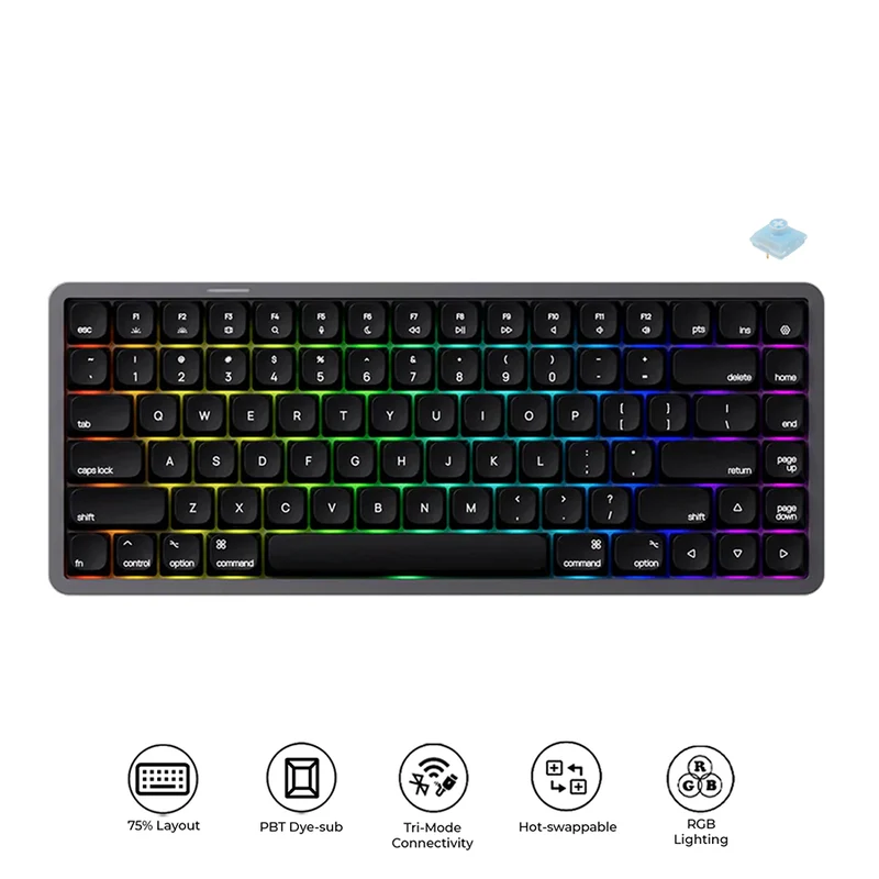 Akko Air 01 Low Profile Multi-Mode RGB Hot-Swappable Mechanical Keyboard (Ink Black) (Kailh Cloud Switch, Kailh Winter Mini Switch)
