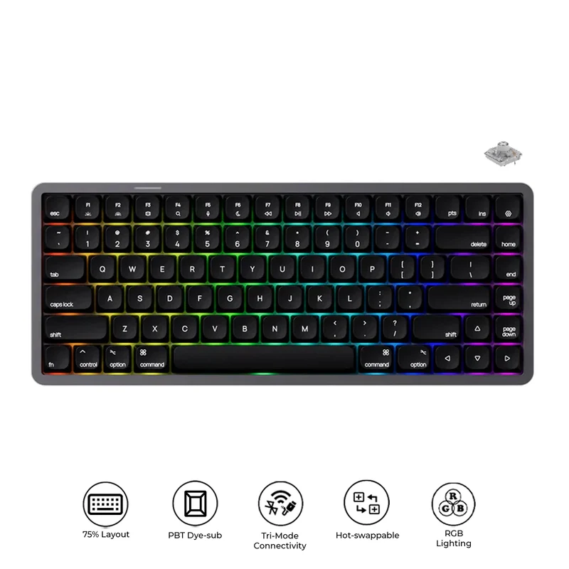 Akko Air 01 Low Profile Multi-Mode RGB Hot-Swappable Mechanical Keyboard (Ink Black) (Kailh Cloud Switch, Kailh Winter Mini Switch)