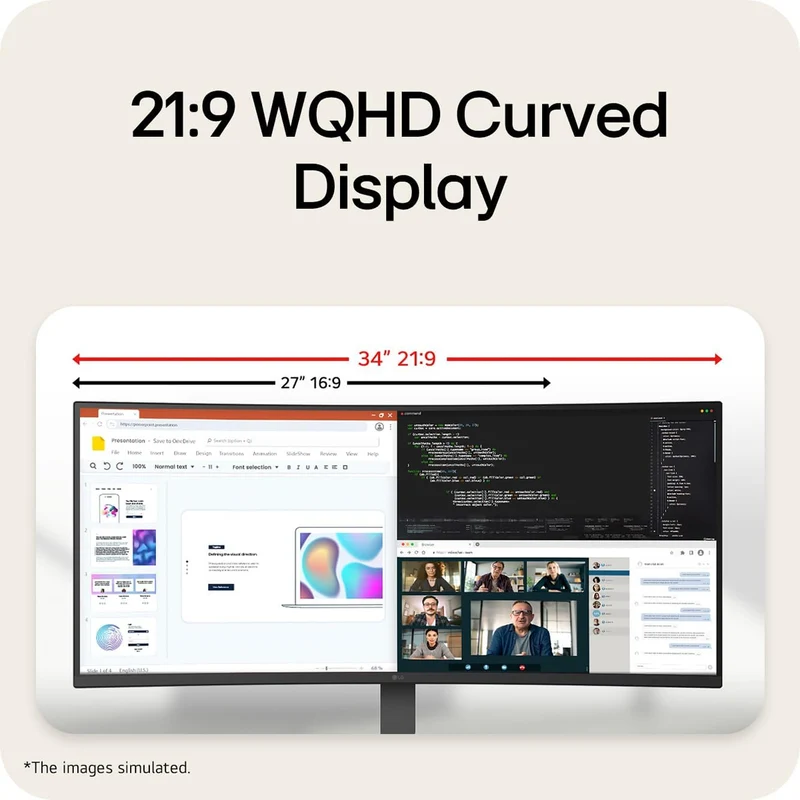 LG UltraWide 34U640B-B 34" WQHD (3440x1440) 144Hz 5ms GTG VA Curved Gaming Monitor with Tilt & Height Adjustment