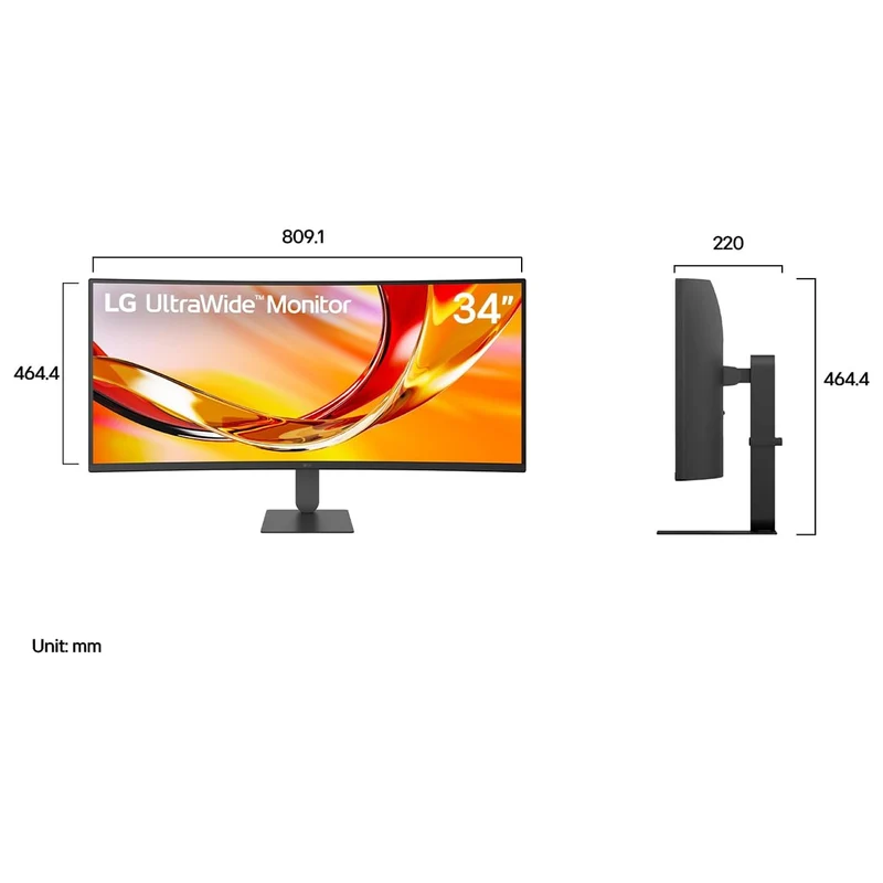 LG UltraWide 34U640B-B 34" WQHD (3440x1440) 144Hz 5ms GTG VA Curved Gaming Monitor with Tilt & Height Adjustment