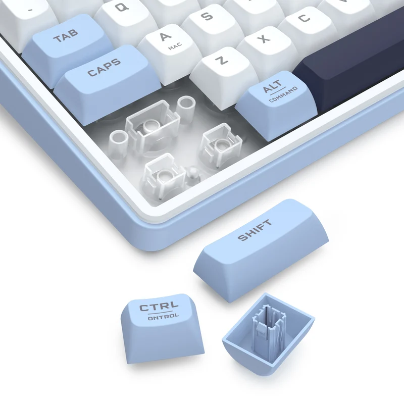 Redragon Aria Pro K527WBL Tri-Mode Ultra-Quiet Membrane RGB Keyboard with LCD Display & Knob Control (White/Blue)