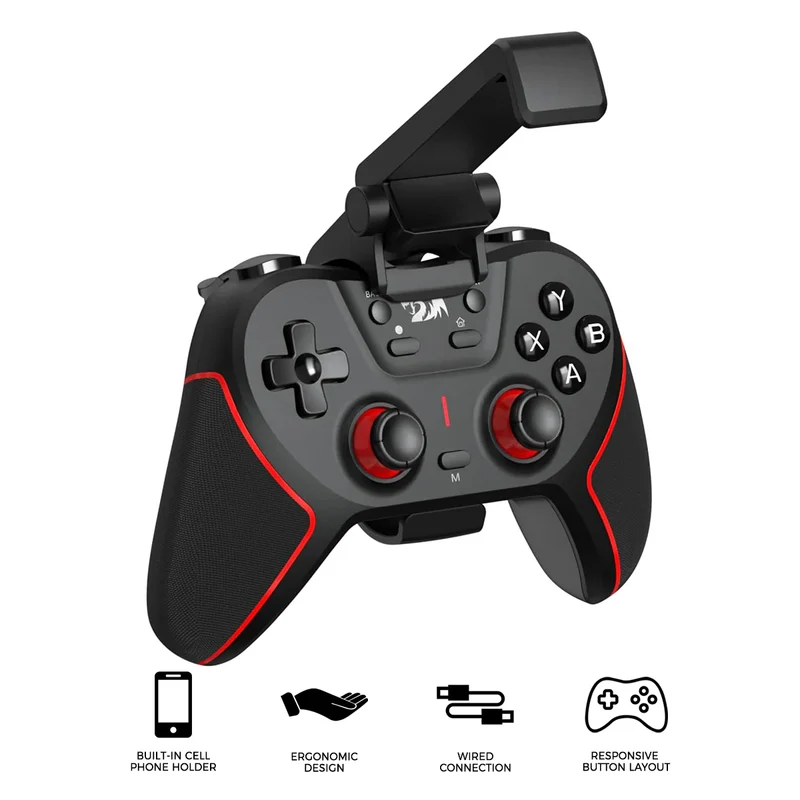 Redragon Sempiten G712 Wireless Gamepad with Cellphone Holder (Black & Red)