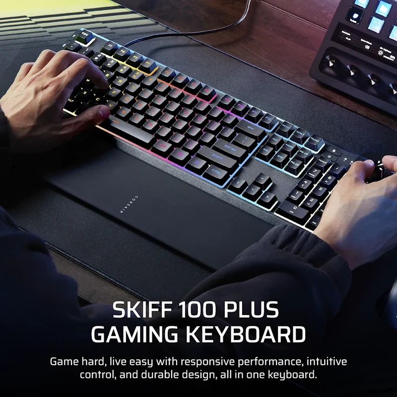 Corsair SKIFF 100 Plus RGB Wired Gaming Keyboard (Black) (CH-9226I65-NA)