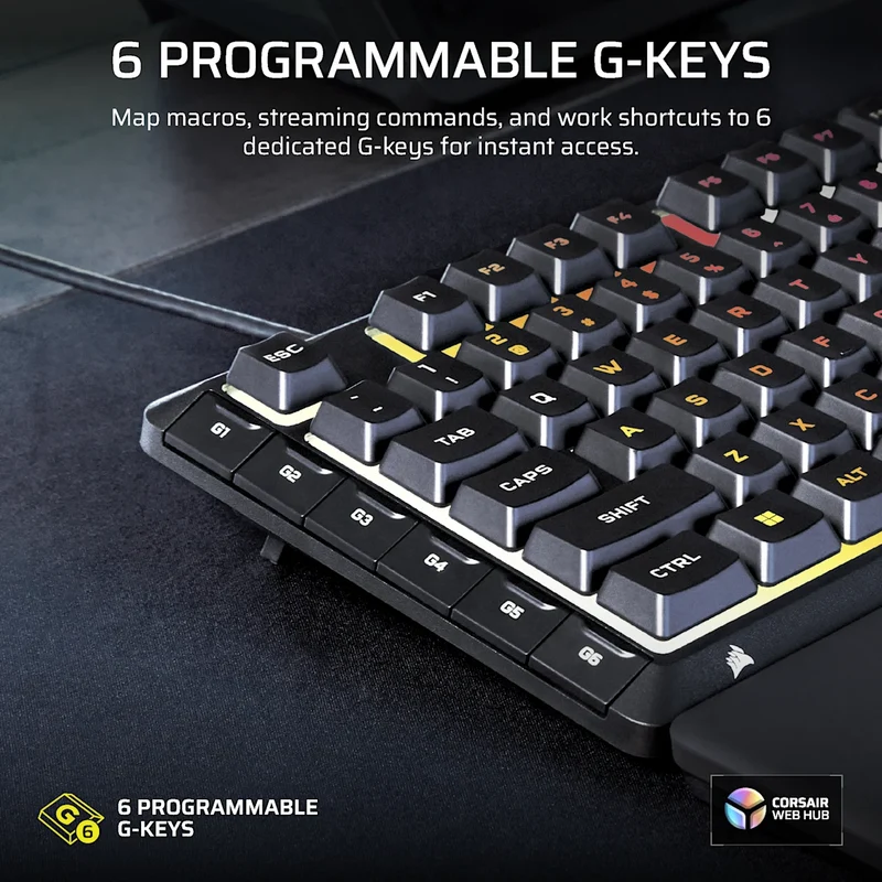 Corsair SKIFF 100 Plus RGB Wired Gaming Keyboard (Black) (CH-9226I65-NA)
