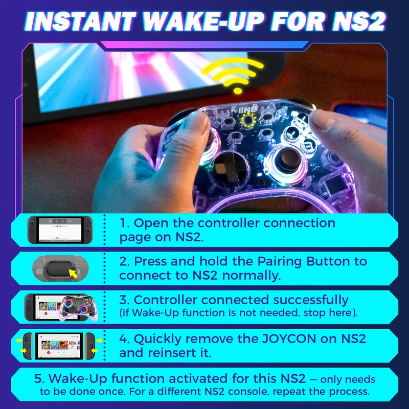 IINE Astraea Transparent Wireless Controller for Nintendo Switch / Nintendo Switch 2 (L1260)