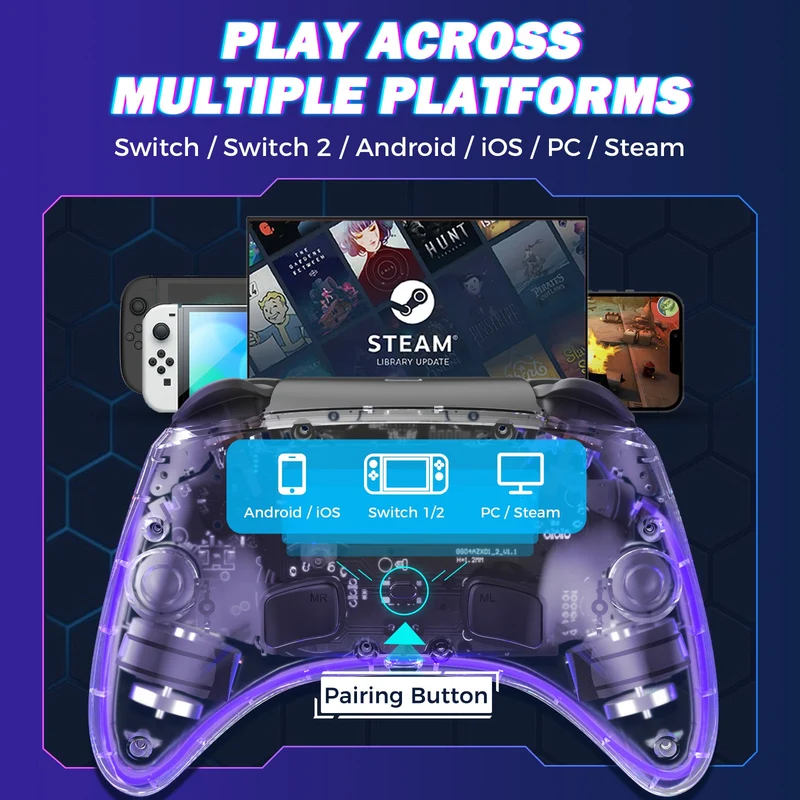 IINE Astraea Transparent Wireless Controller for Nintendo Switch / Nintendo Switch 2 (L1260)