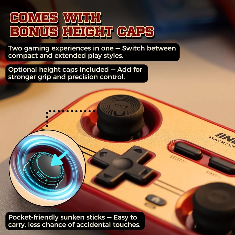 IINE Palm-Sized Retro Chronos Controller for Nintendo Switch / Nintendo Switch 2 (Red, Berry Choco, Mint Choco) (L1241, L1291, L1290)