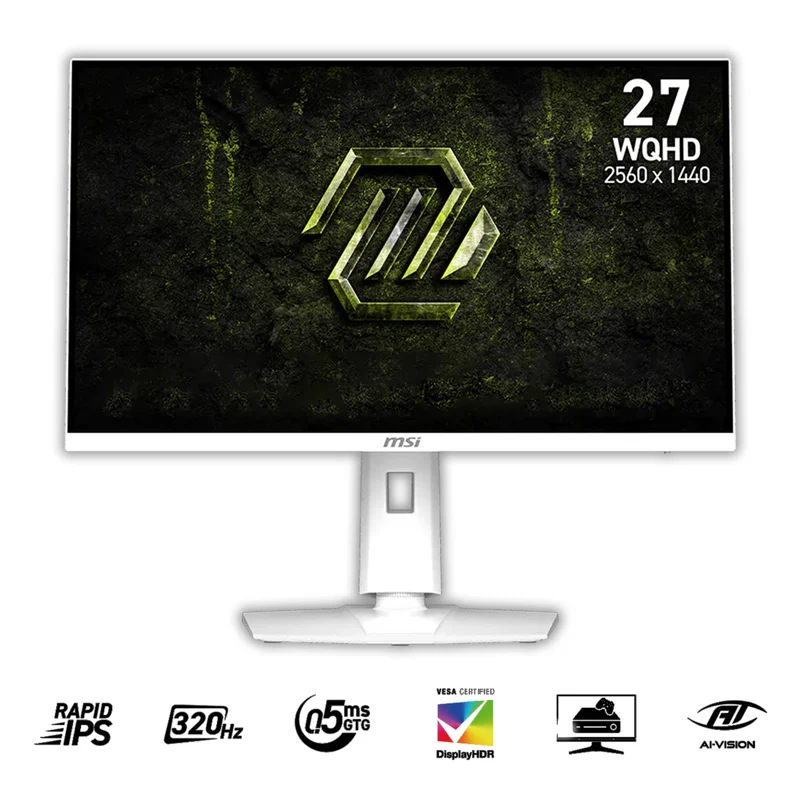 MSI MAG 274QRFW X32 27" WQHD (2560x1440) 320Hz 0.5ms GTG Rapid IPS Gaming Monitor with Tilt/ Height/ Swivel & Pivot Adjustment (White)