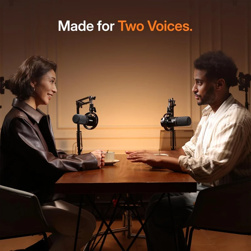 Maono PD200WS Hybrid Podcast Dynamic Wireless RGB Microphone With Boom Arm For PC (Black)