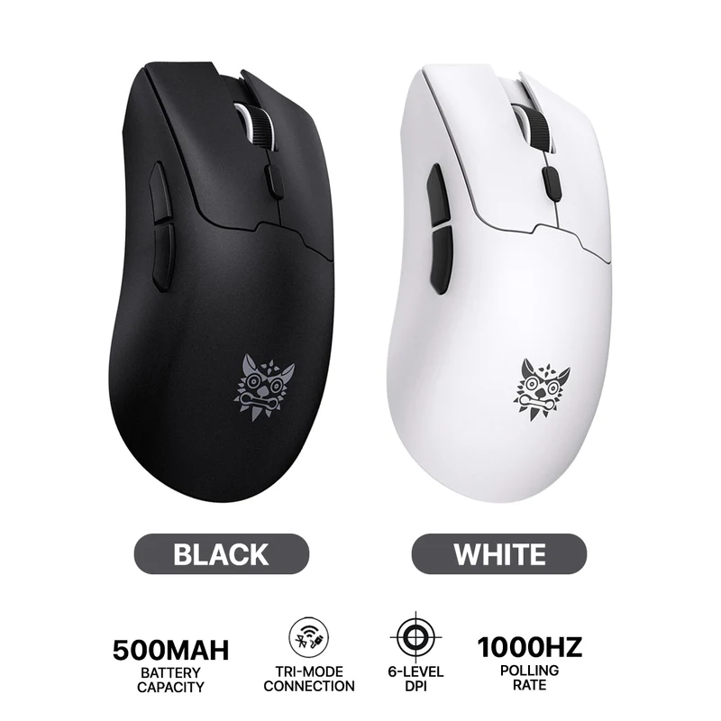 Onikuma DM01 Tri-Mode RGB Wireless Gaming Mouse (Black, White)