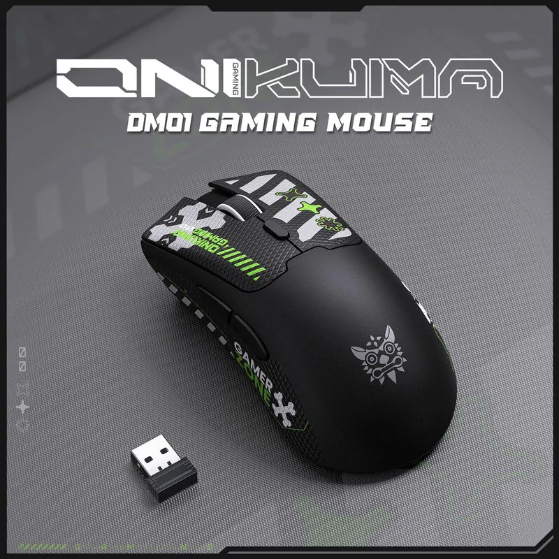 Onikuma DM01 Tri-Mode RGB Wireless Gaming Mouse (Black, White)