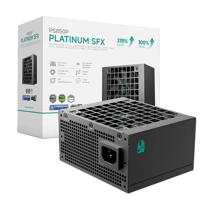 DeepCool PS850P 850W Cybenetics Platinum Fully Modular SFX Power Supply (R-PS850P-FE0B-JGUS)