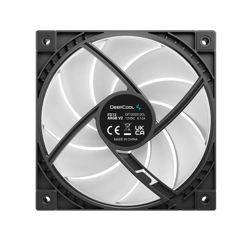 DeepCool FD12 ARGB V2 120mm Closed-Wheel Cooling Fan - Single Pack (Black) (R-FD12ARGBV2-BKAPN1-G)