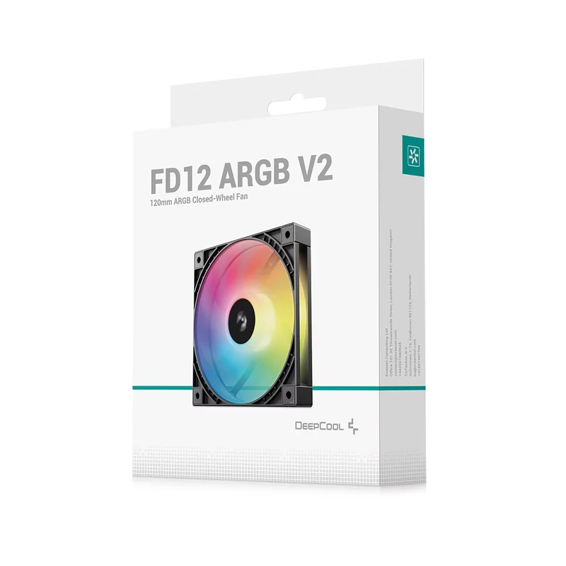 DeepCool FD12 ARGB V2 120mm Closed-Wheel Cooling Fan - Single Pack (Black) (R-FD12ARGBV2-BKAPN1-G)