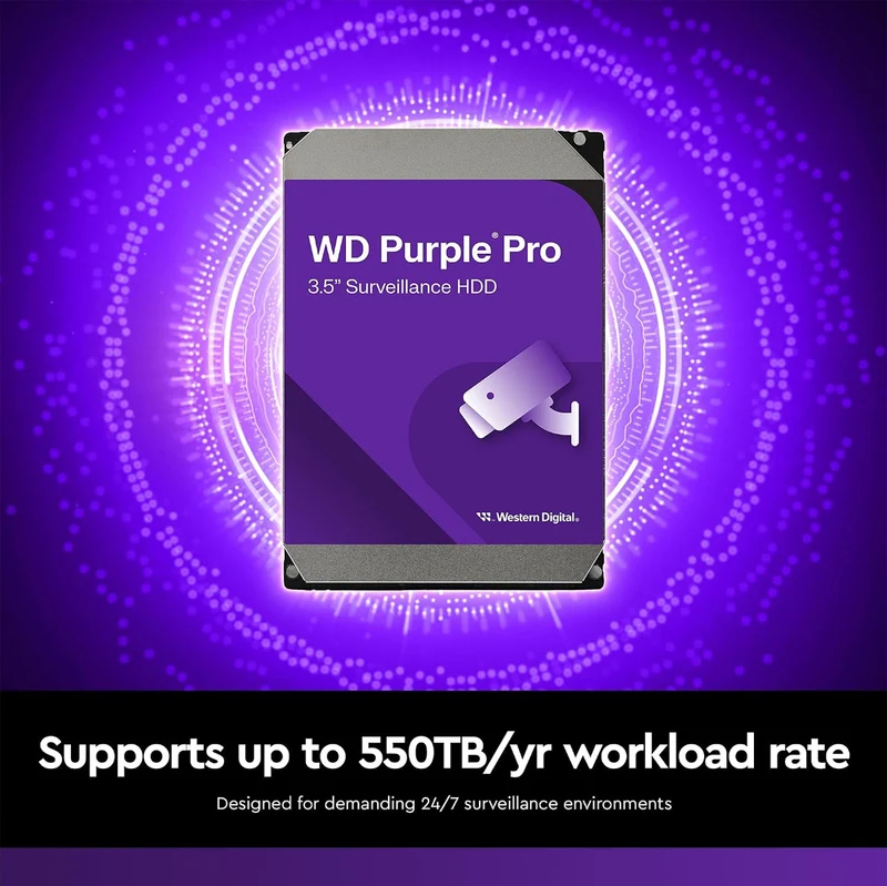 WD Purple Pro 3.5" SATA Video Analytics Hard Drive (10TB, 14TB) (WD102PURP, WD142PURP)