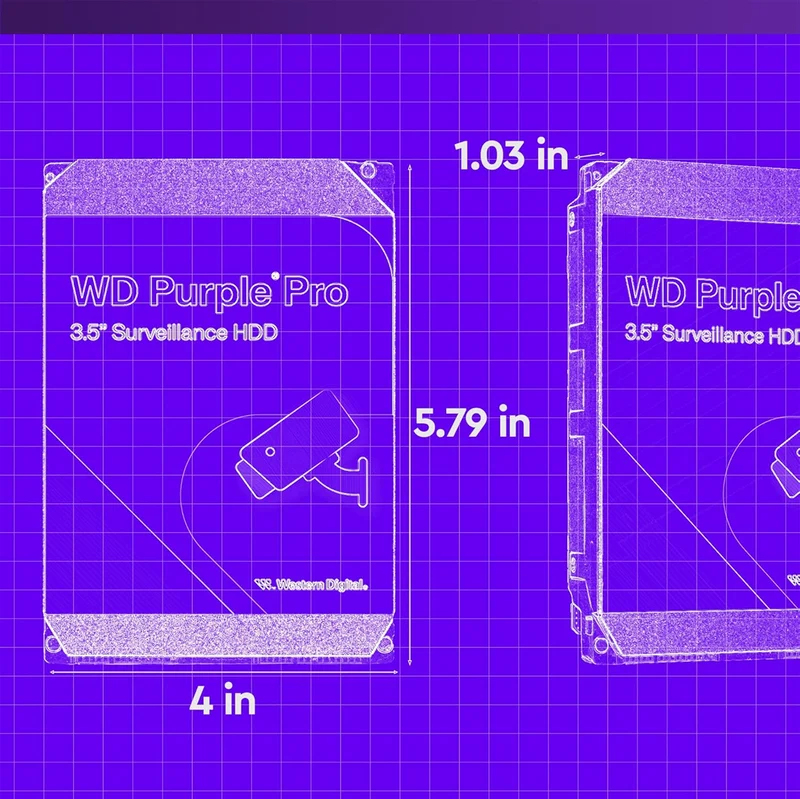 WD Purple Pro 3.5" SATA Video Analytics Hard Drive (10TB, 14TB) (WD102PURP, WD142PURP)