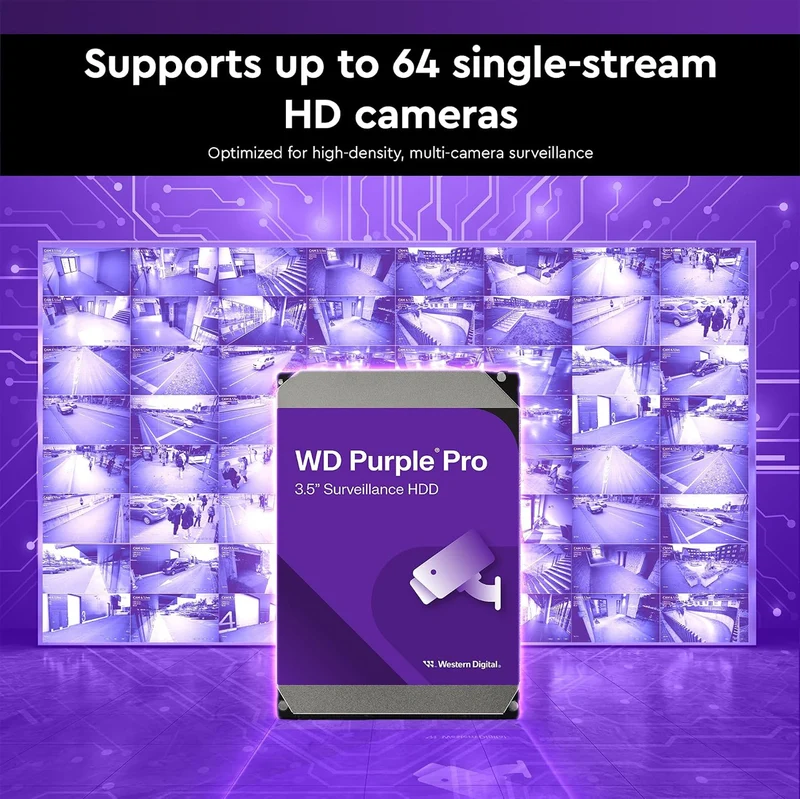 WD Purple Pro 3.5" SATA Video Analytics Hard Drive (10TB, 14TB) (WD102PURP, WD142PURP)