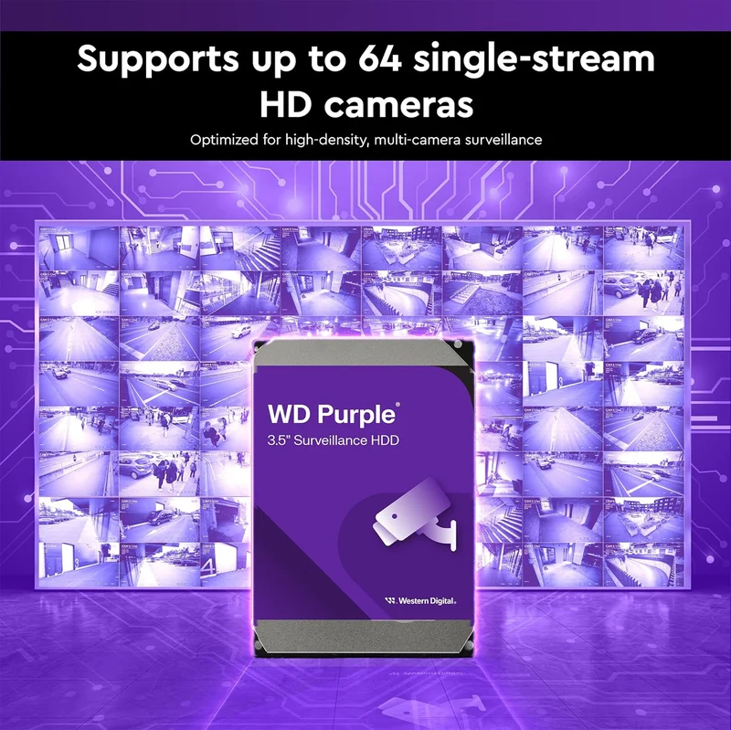 WD Purple 8TB 3.5" SATA Surveillance Hard Drive (WD85PURZ)