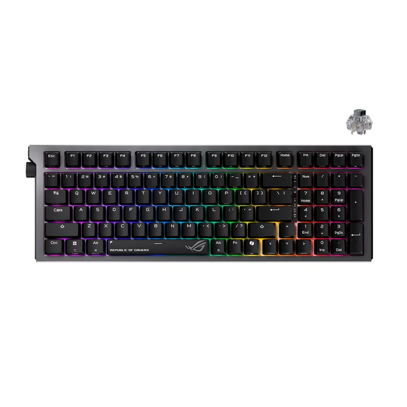 Asus ROG X903 Strix Morph 96% Tri-Mode Hot Swappable RGB Wireless Mechanical Gaming Keyboard (ROG NX Snow V2 Linear Switch, ROG NX Storm V2 Linear Switch) (Black)