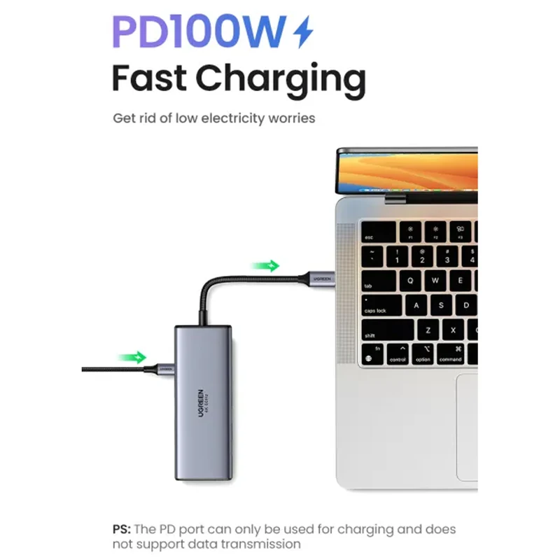Ugreen USB-C to HDMI + DP + 2xUSB-C + 2xUSB-A (7-in-1) Hub - 15cm (Gray) (CM498/75902)
