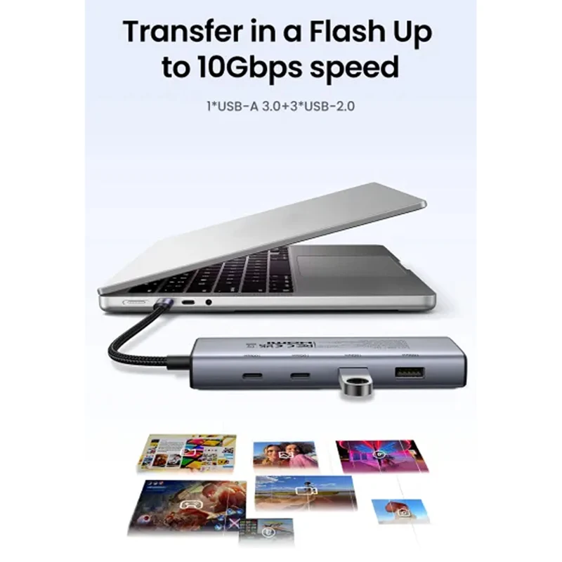 Ugreen USB-C to HDMI + DP + 2xUSB-C + 2xUSB-A (7-in-1) Hub - 15cm (Gray) (CM498/75902)