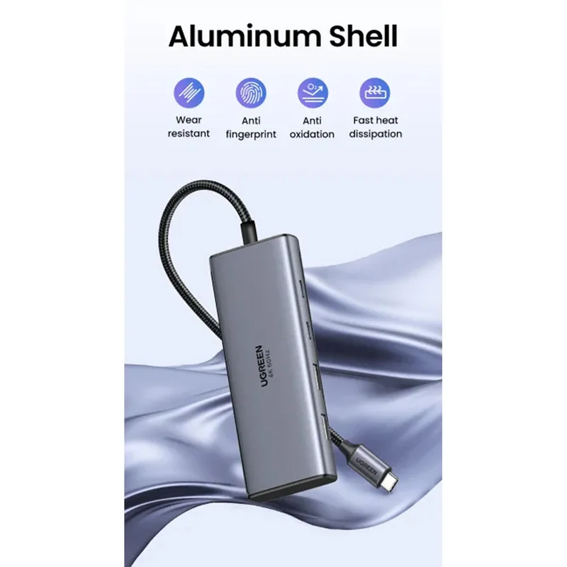 Ugreen USB-C to HDMI + DP + 2xUSB-C + 2xUSB-A (7-in-1) Hub - 15cm (Gray) (CM498/75902)