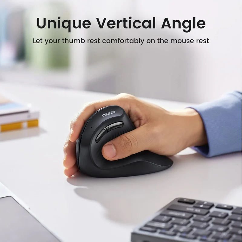 Ugreen Multi-Mode 4000DPI Mini Wireless Vertical Mouse (Black) (MU008Smini/85310)