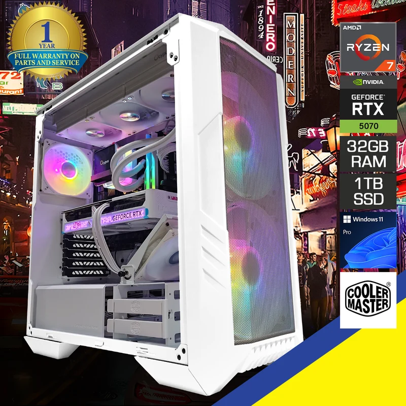 Optima Haf 500 White Desktop Gaming PC | AMD Ryzen 7 9700X | 32GB (2x16GB) RAM | 1TB SSD | RTX 5070 | Windows 11 Pro