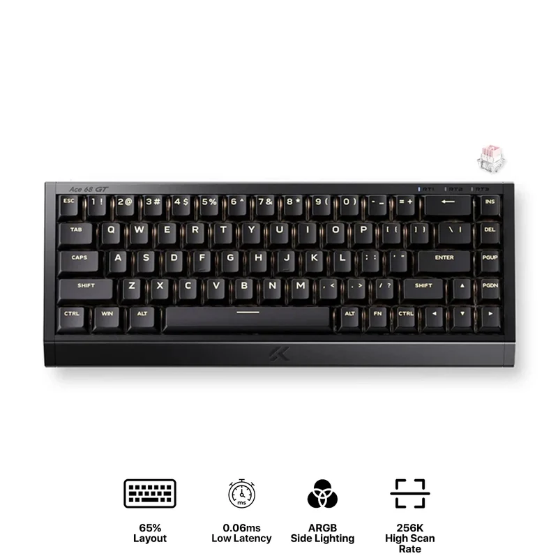 MCHOSE Ace 68 GT RGB Hot-Swappable Gaming Keyboard (Black Gold Powder) (Mount Tai Magnetic Switch)