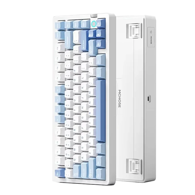 MCHOSE G75 V2 RGB Tri-Mode Hot-Swappable Mechanical Keyboard (Sky Blue) (Ice Blue Switch)