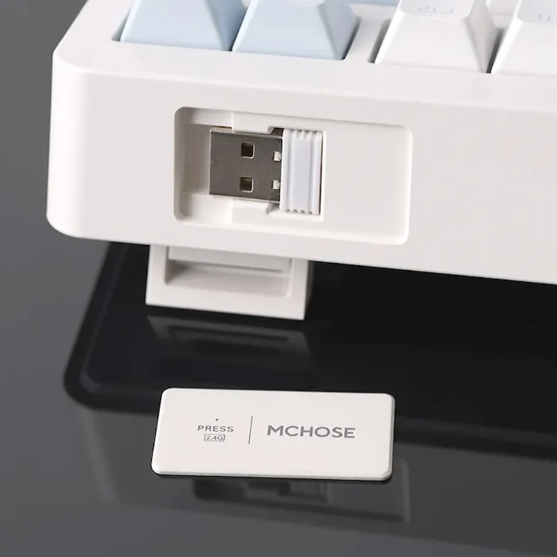 MCHOSE G75 V2 RGB Tri-Mode Hot-Swappable Mechanical Keyboard (Sky Blue) (Ice Blue Switch)