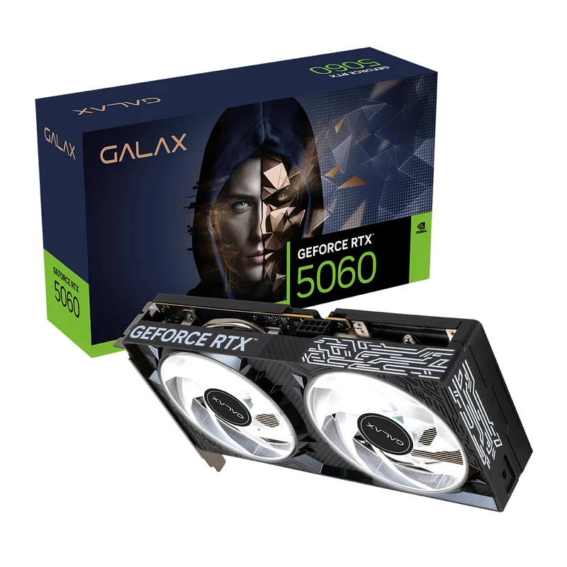 Galax GeForce RTX 5060 1-Click OC V2 8GB GDDR7 Gaming Graphics Card (Black) (56NSN8MDDXBO)