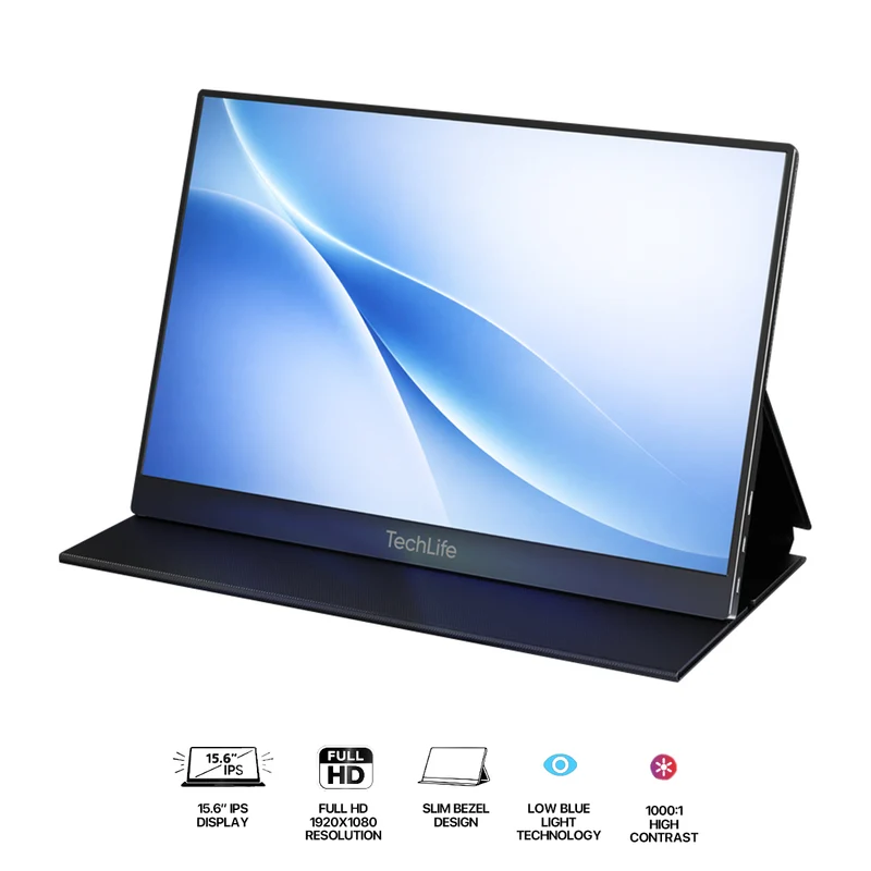 TechLife TLPM001 15.6" FHD (1920x1080) 60Hz IPS Ultra-Slim Aluminum Portable Monitor (Black)