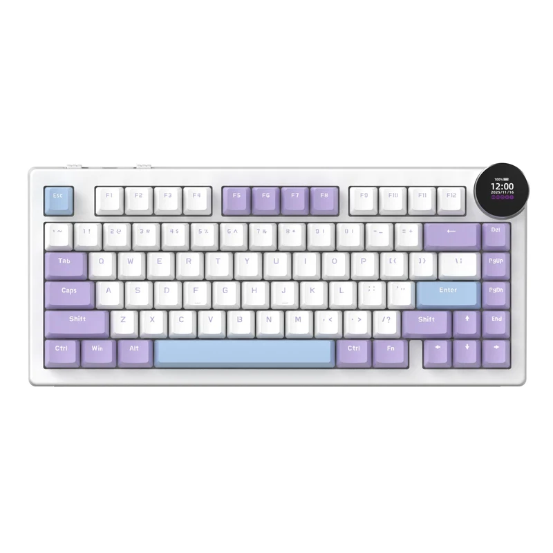 Ajazz AK820 V2 RGB Tri-Mode Mechanical Keyboard (Purple White Blue) (White Peach Switch)