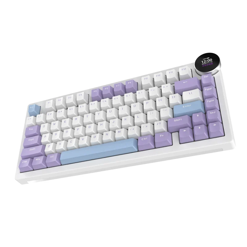 Ajazz AK820 V2 RGB Tri-Mode Mechanical Keyboard (Purple White Blue) (White Peach Switch)