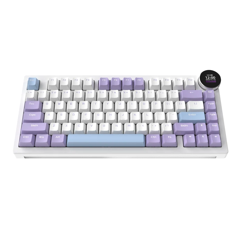 Ajazz AK820 V2 RGB Tri-Mode Mechanical Keyboard (Purple White Blue) (White Peach Switch)