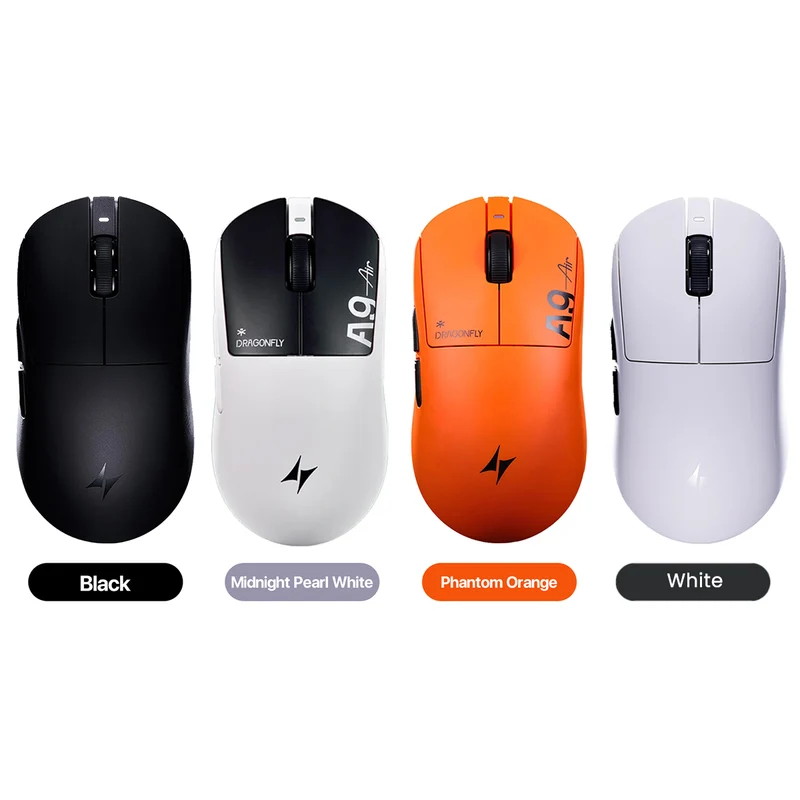 ATK Dragonfly A9 Air Ultimate+ Lightweight Wireless Gaming Mouse (Black, Midnight Pearl White, Phantom Orange, White)