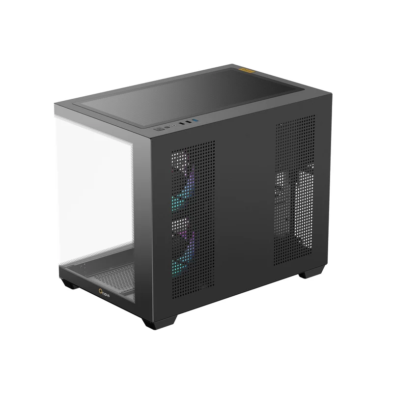 Ocypus Gamma C54 Mini-Tower Panoramic PC Case with ARGB Fans (Black, White) (Gamma-C54-BKD300XX-GL, Gamma-C54-WHD300XX-GL)