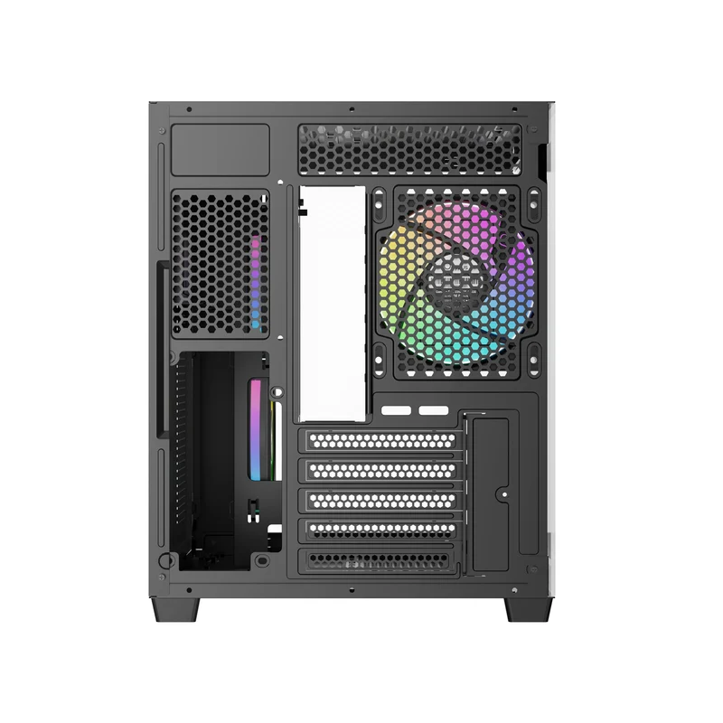 Ocypus Gamma C54 Mini-Tower Panoramic PC Case with ARGB Fans (Black, White) (Gamma-C54-BKD300XX-GL, Gamma-C54-WHD300XX-GL)